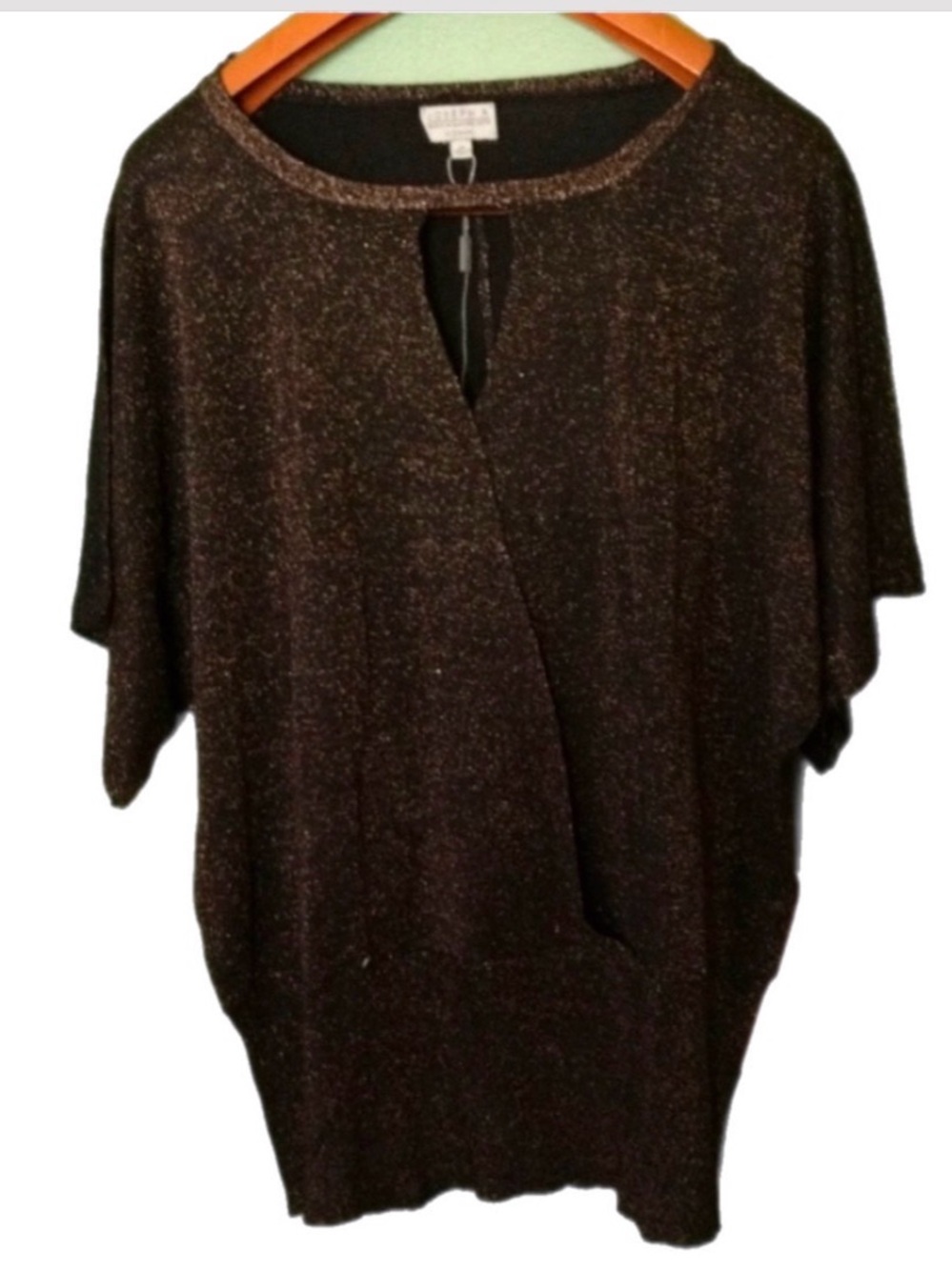 Joseph A Women’s black glittered cut out formal blouse, Size 2X